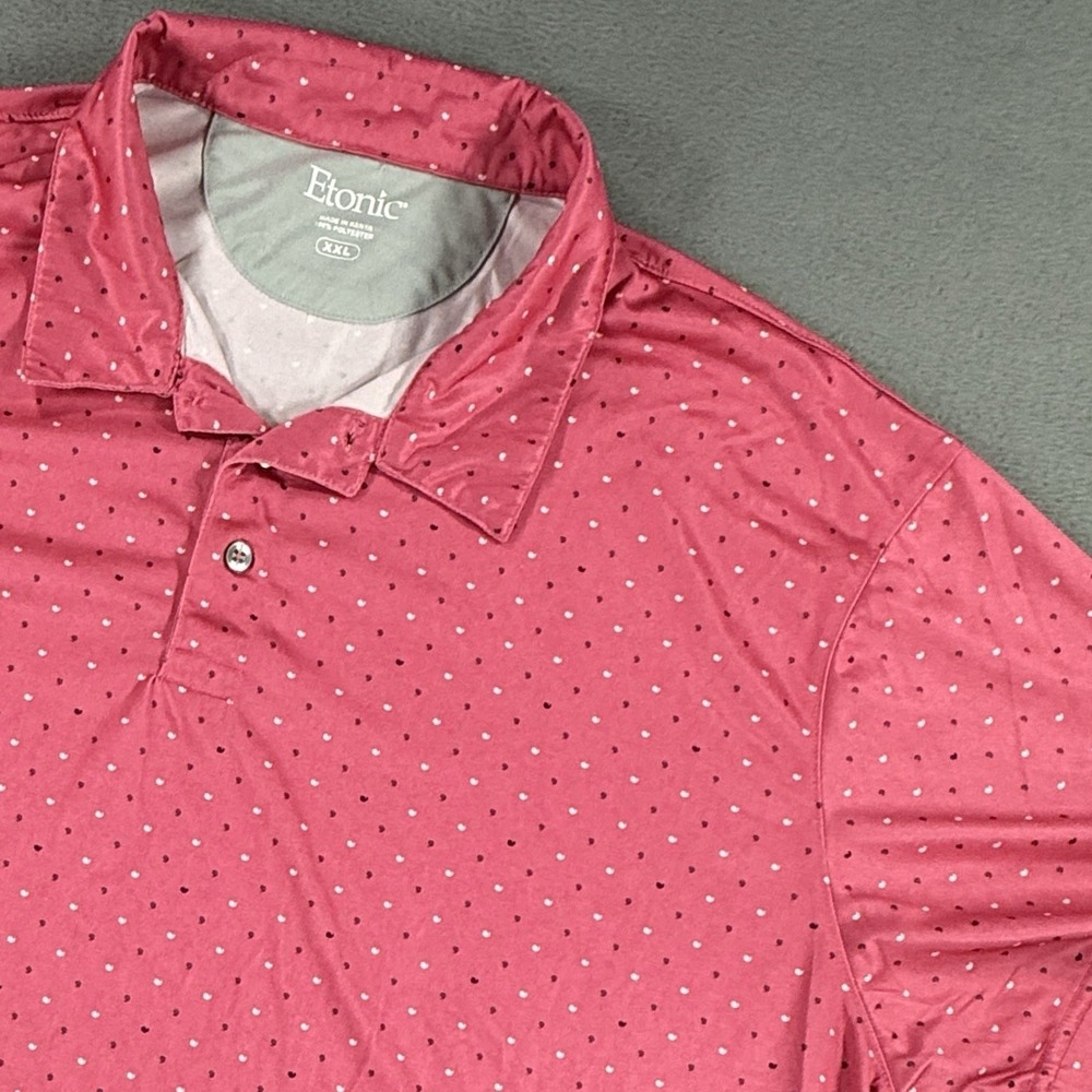 Etonic Mens Golf Performance Polo Shirt 2XL Pink Geometric All Over Print